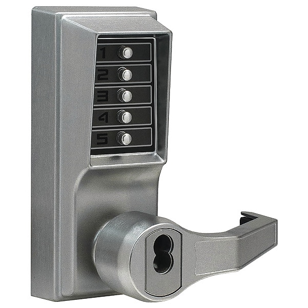 Simplex Mechanical Push Button Lockset, Satin Chrome, 1-3/8" to 2-1/4" For Door Thickness, 5 Number of Keys - LRP1020B26D41