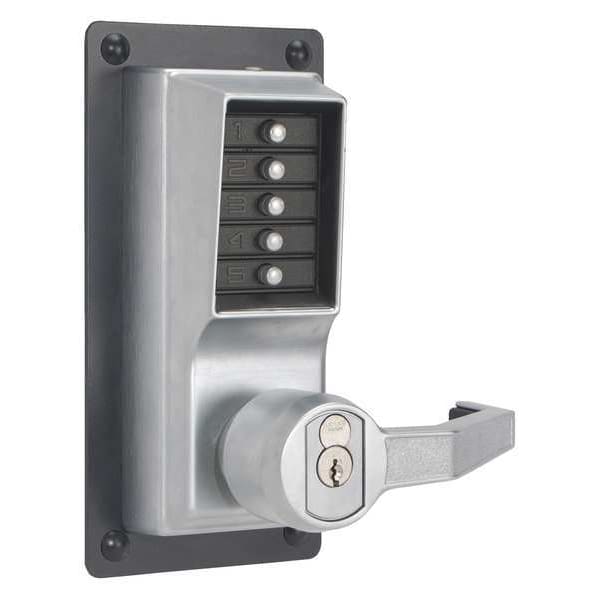 Simplex Mechanical Push Button Lockset, Satin Chrome, 1-3/8" to 2-1/4" For Door Thickness, 5 Number of Keys - LRP1020R26D41