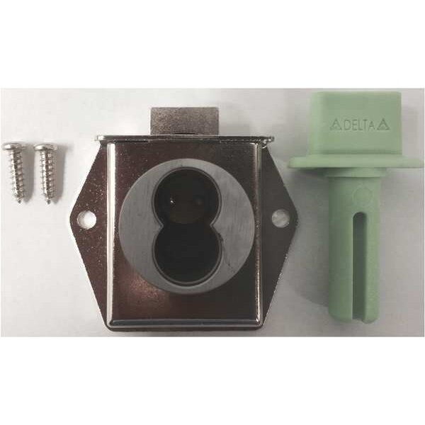 Delta Lock Drawer Dead Latch with Interchangeable Core, Brushed Chrome, 1-1/16 For Door Thickness - G DI1125L375BCMI1