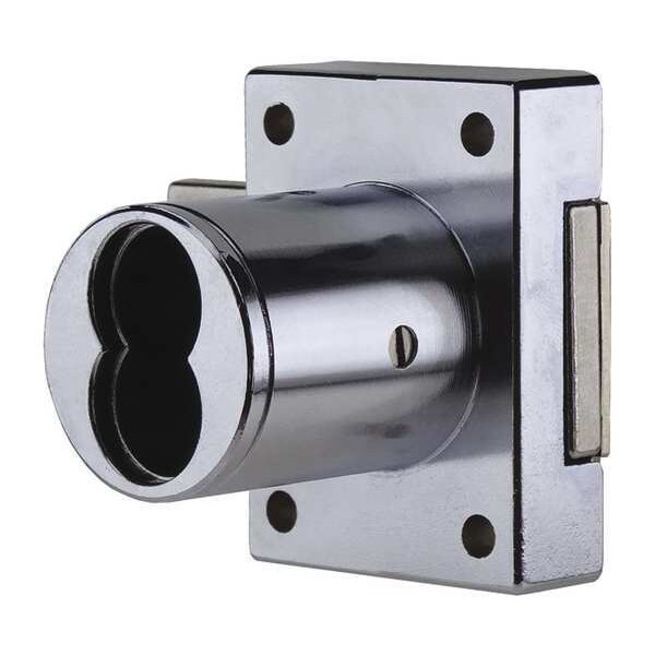 Ccl Interchangeable Core Cabinet Dead Bolt, Brushed Chrome, 1-1/4" For Door Thickness, 0 Number of Keys - 72421