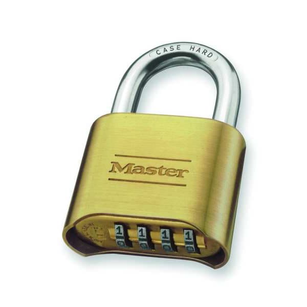 Master Lock Combination Padlock, Body Height 1 1/2 in, Body Material Brass, 4 Dials - 175