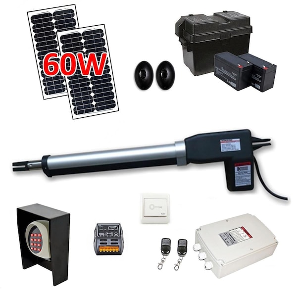 Tool Time AS600FULL Solar Powered Gate Opener Full Kit For Single Swing Gates Up To 660-lb - TO2519084