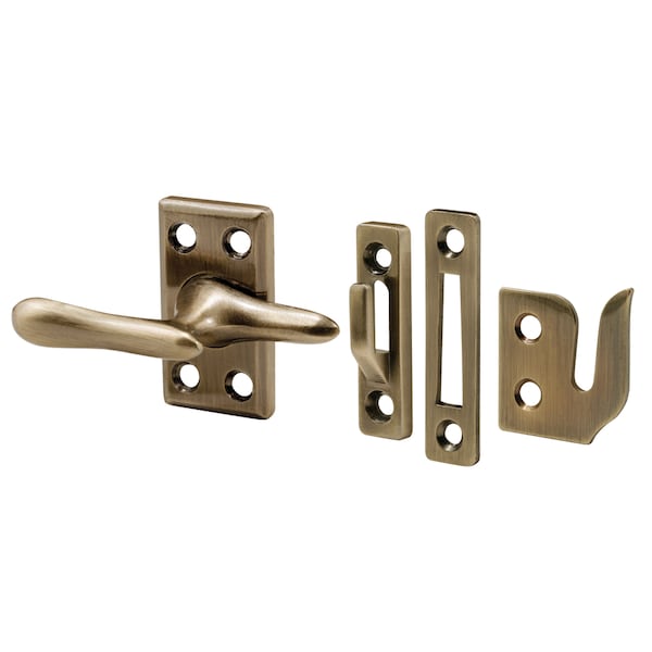 Prime-Line 1-7/8 in. Diecast and Steel Antique Brass Casement Window Sash Lock Single Pack - H 3683