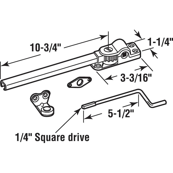 Prime-Line Prime-Line Zinc-Plated Silver Steel Left/Right Single-Arm Casement Window Operator For Universal - 17975