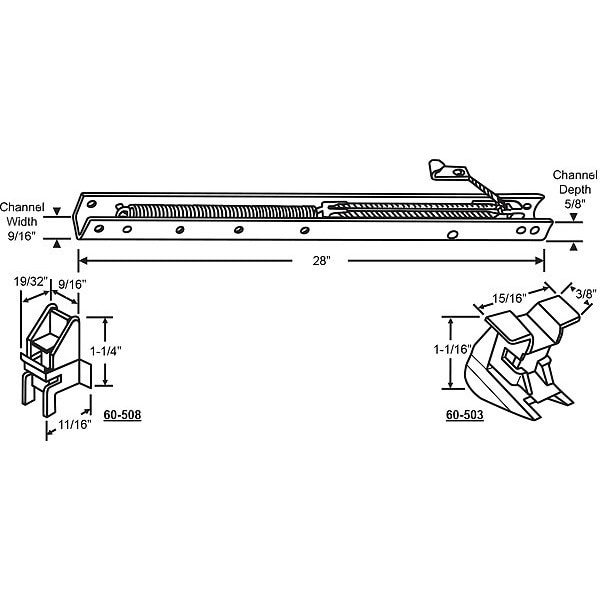 Zoro Select Sash Balance, Window Channel, 28" L - 60-273-3