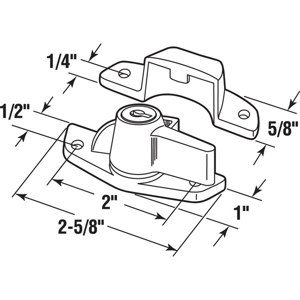 Prime-Line Keyed Child-Proof Sash Lock, 2 in. Hole Centers, Diecast Zinc, Painted White Single Pack - F 2646