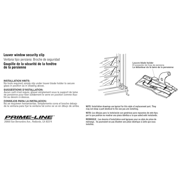 Prime-Line Stainless Steel Jalousie Window Security Clip 20 Pack - H 3852