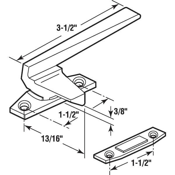 Prime-Line Right-Handed, Bronze, Casement Locking Handle with Offset Base Single Pack - H 3599