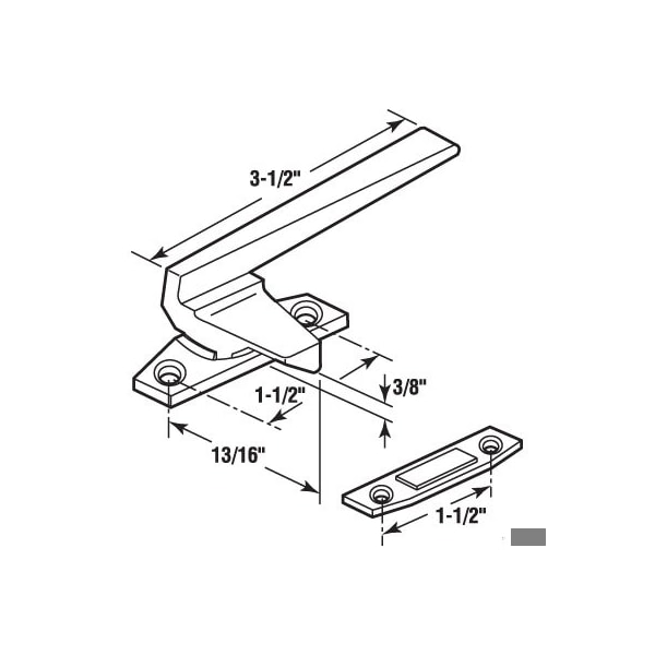 Prime-Line Right-Handed, Aluminum, Casement Locking Handle with Offset Base (Single Pack) - H 3597