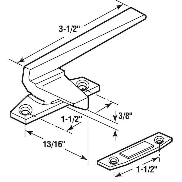 Prime-Line Right-Handed, Matte Black, Casement Locking Handle with Offset Base - H 38218