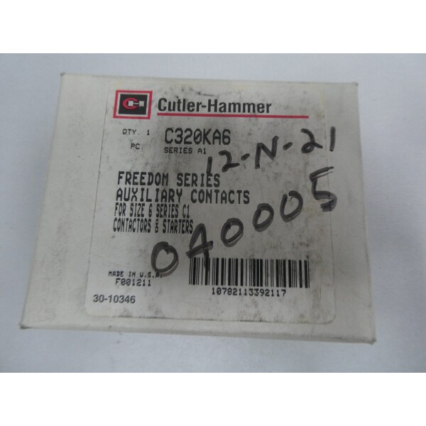 Bloque de terminal y contacto auxiliar de Eaton Cutler-Hammer - C320KA6 EF22 10-6090