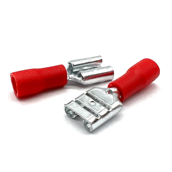 1000 Piezas Conector Hembra de Pala de Compresión de PVC/Vinilo Rojo, AWG 22-16, 1000PK - EL-2216-FSPADE-VR-1000