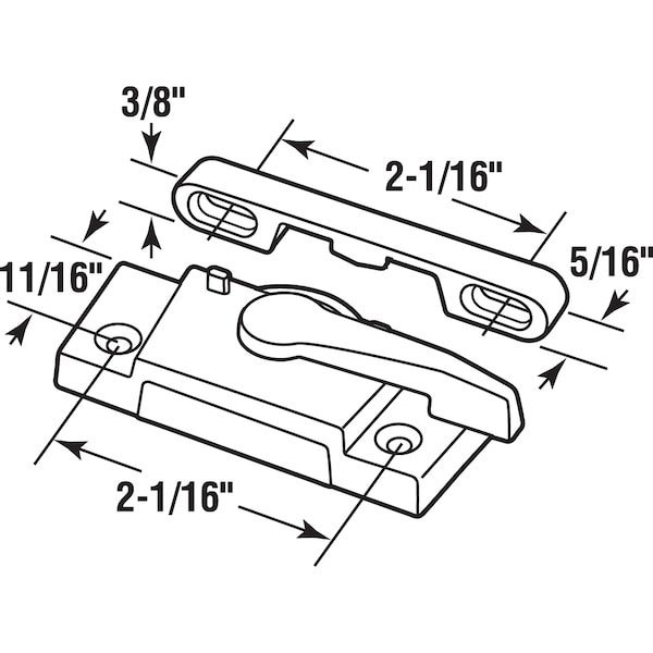 Prime-Line Diecast, White, Window Sash Lock, Left Hand - F 2625