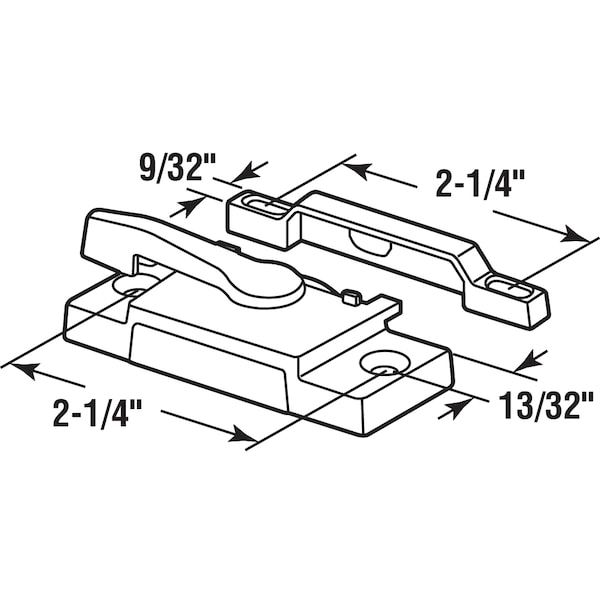 Prime-Line Sash Lock, Diecast Construction, White Powder Coat, Used on Single - F 2744