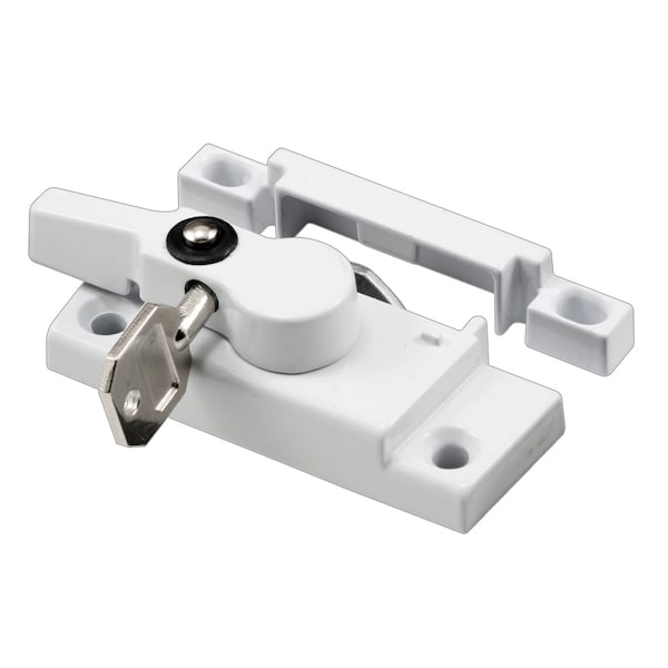 Prime-Line Keyed Child-Proof Sash Lock, 2-3/16 in. Hole Centers, Diecast Zinc, Painted White Single Pack - F 2624