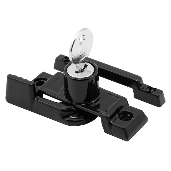 Prime-Line Keyed Child-Proof Sash Lock, 2-1/4 in. Hole Centers, Diecast Zinc, Painted Black, Single Pack - F 2583