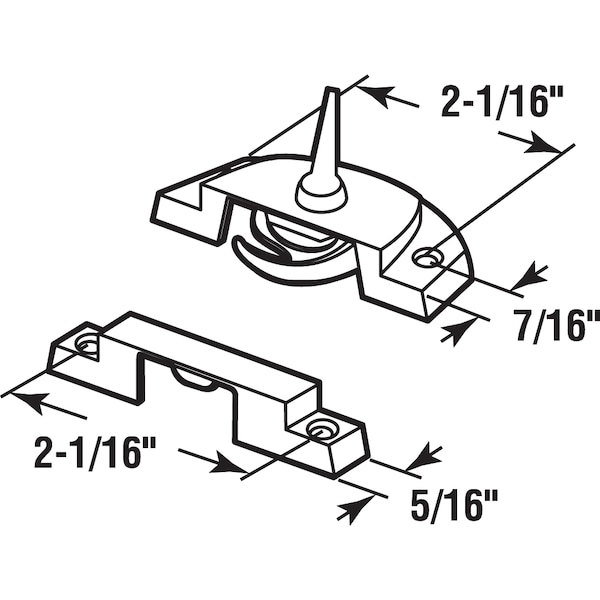 Prime-Line 2-1/16 in., Diecast Bronze Baked-On Enamel Double Hung Window Sash Lock Single Pack - F 2763
