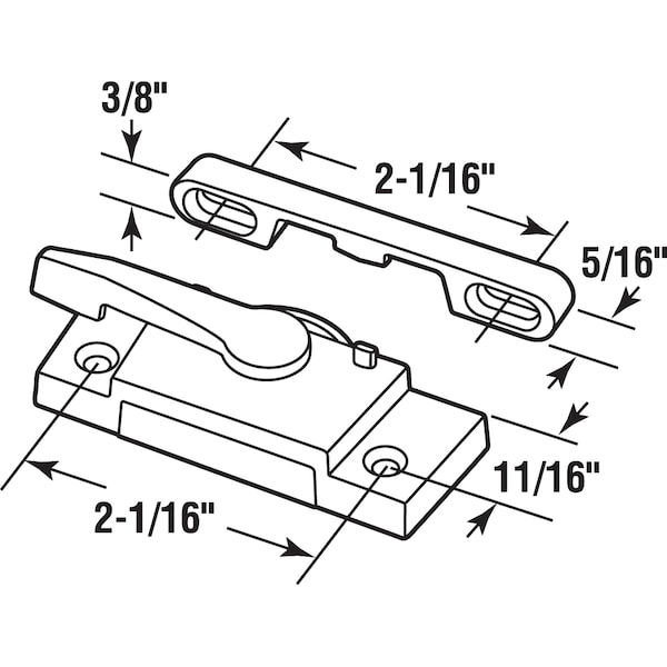 Prime-Line Diecast, White, Window Sash Lock, Right Hand - F 2626