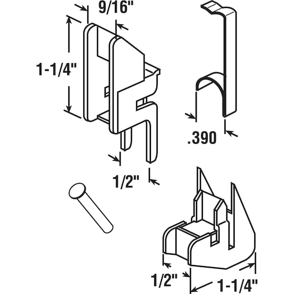 Prime-Line Channel Balance Accessories, Nylon and Steel Components, FS 100 Top and FS 152 Bottom (1 Set) - FS 292B