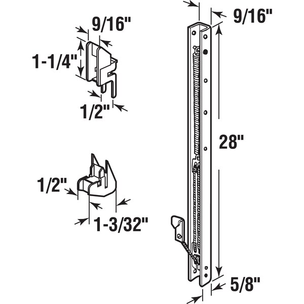 Prime-Line 28in Window Block and Tackle Sash Balance, 9/16in x 5/8in x 28in - FA 2730-E2