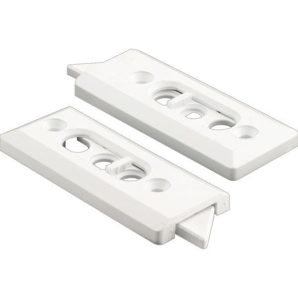 Prime-Line Tilt Latch Pair, White Plastic Construction, Spring-Loaded, 2-1/8 in. Hole Centers 1 Pair - F 2728