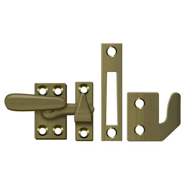 Deltana Window Lock, Casement Fastener, Small Antique Brass - CF066U5