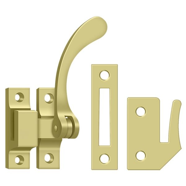 Deltana Window Lock, Casement Fastener, Reversible, 4-1/2" Bright Brass - CF450U3