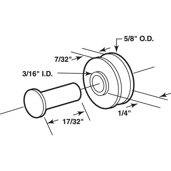 Prime-Line 5/8 in. Sliding Window Roller with Pins, Center Groove Nylon 4 Pack - G 3018