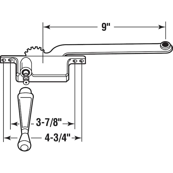 Prime-Line Prime-Line White Steel Left Single-Arm Casement Window Operator For Steel Framed Windows - 17390-RW