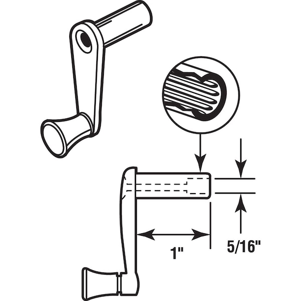 Prime-Line Prime-Line Plated Silver Cast Metal Single-Arm Casement Crank Handle For RV Windows - 22251