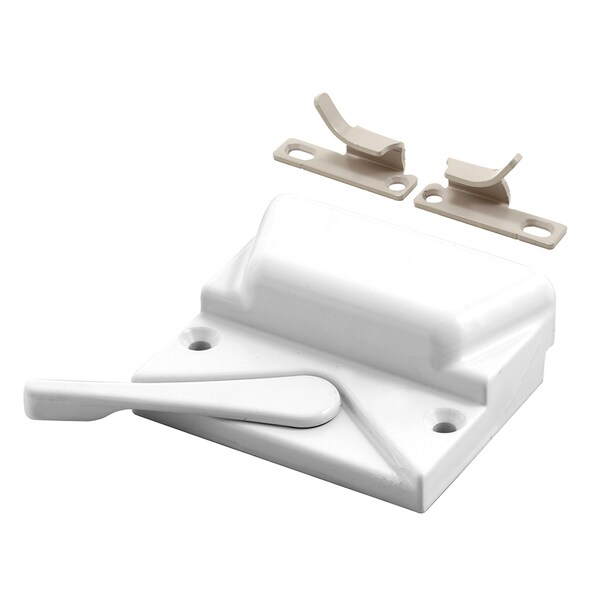 Prime-Line Casement Window Sash Lock, Non-Handed, White, Keeper and Screws Single Pack - TH 24153
