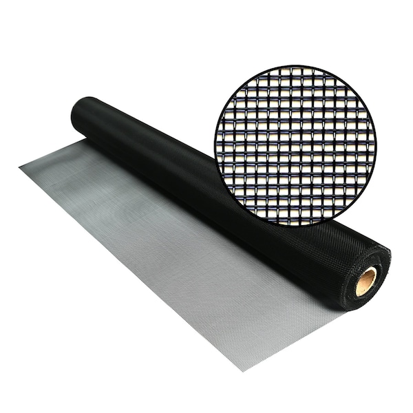 Phifer Heavy-Duty Aluminum Screen, Black, 48x 46'. For windows, doors and porches. - 3045759