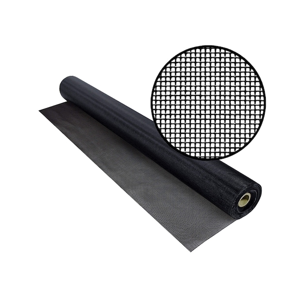 Phifer HD Vinylcoated Polyester NoSeeUm Insect Screening, 48 x 100', Black, 18x22 Mesh, One Roll - 3034608