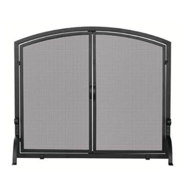 Uniflame Uniflame S-1064 Single Panel Black Wrought Iron Screen With Doors- Large - S-1064