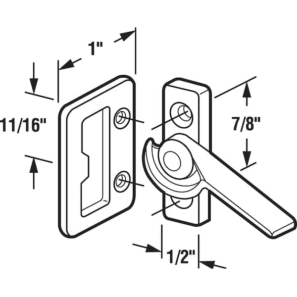 Prime-Line Zinc Diecast Left-Handed Sliding Window Cam Latch 2 Pack - F 2510