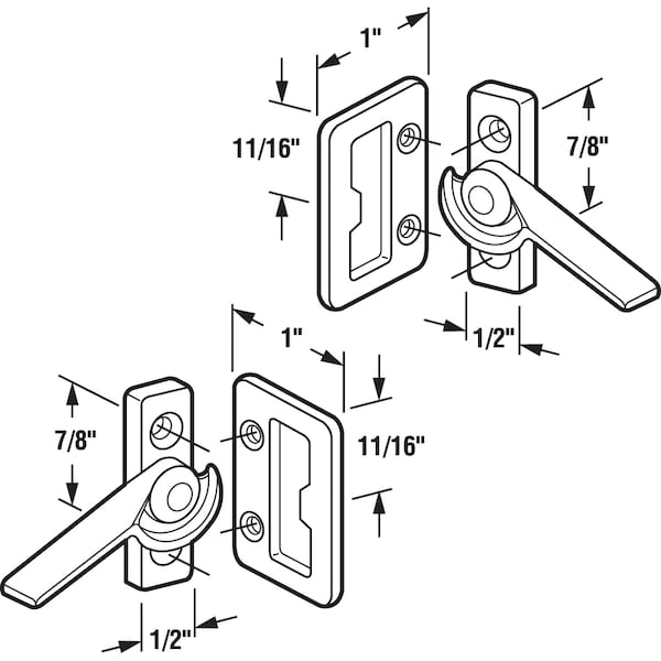 Prime-Line Zinc Cast Metal Left and Right Sliding Cam Window Lock 1 Pair - F 2613