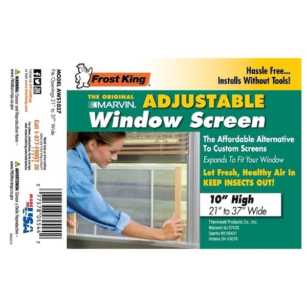 Frost King Frost King W.B. Marvin AWS1037 Window Screen, 10 in L, 21 to 37 in W, Aluminum - AWS1037
