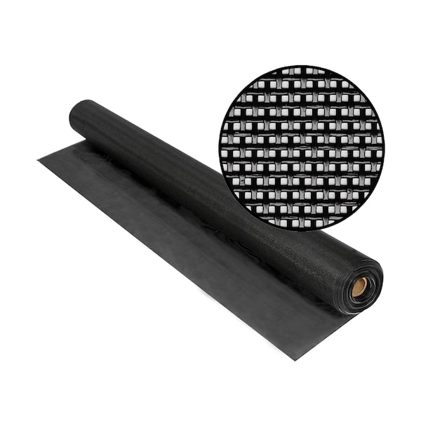Phifer Vinylcoated Polyester Exterior Shading Fabric, Blocks 80 Heat, 48x25', Black, One Roll - 3021118