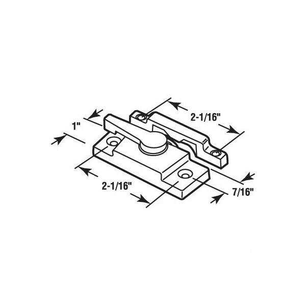 Prime-Line Sash Lock, 2-1/16in Hole Centers, Fits Single/Double Hung Vinyl Windows, Vinyl Construction, White - F 2667