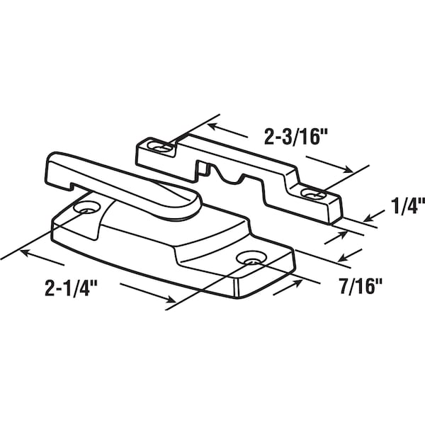 Prime-Line Sash Lock, 2-1/4 in. Hole Centers, Fits Single and Double Hung Windows, Diecast, White Single Pack - F 2768