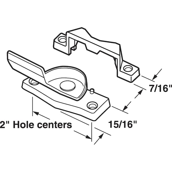 Prime-Line Sash Lock, 2 in. Hole Centers, Fits Single and Double Hung Windows, Diecast, White, Single Pack - F 2584