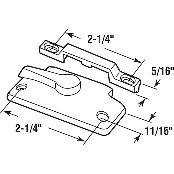 Prime-Line Window Sash Lock w/ Keeper, Fits Simonton Windows, 2-1/4 in. Hole Centers, Metal, White 1 Set - F 2921