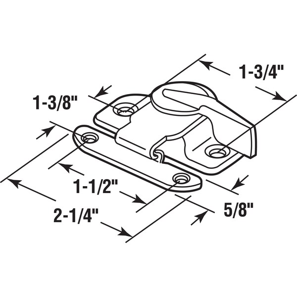 Prime-Line Sash Lock, 1-3/4 and 1-1/2in Hole Centers, Fits Single/Double Hung Wood Windows - F 2527