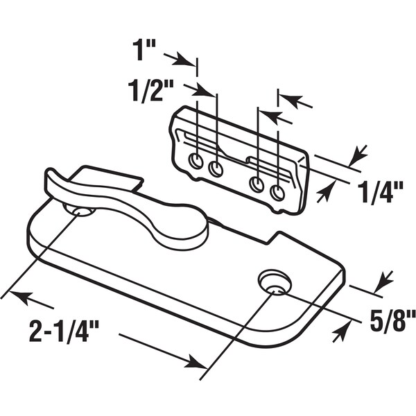 Prime-Line Window Sash Lock 2-1/4 H/C w/Keeper Die White w/Screws (Single Pack) - F 2899