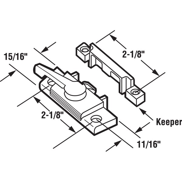 Prime-Line Diecast Cam Action Window Sash Lock with Alignment Lugs, White 1 Set - F 2554