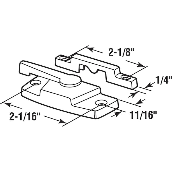 Prime-Line Window Sash Lock, Metal, Fits Silverline Windows, White, 2-1/16 in. Hole Centers 1 Pair - F 2893