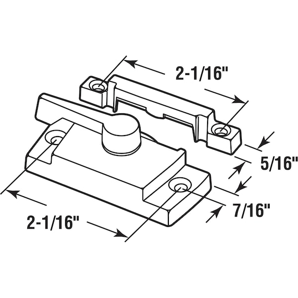 Prime-Line Window Sash Lock 2-1/16 H/C w/Keeper 2-1/16 H/C Die White w/Screws (Single Pack) - F 2912