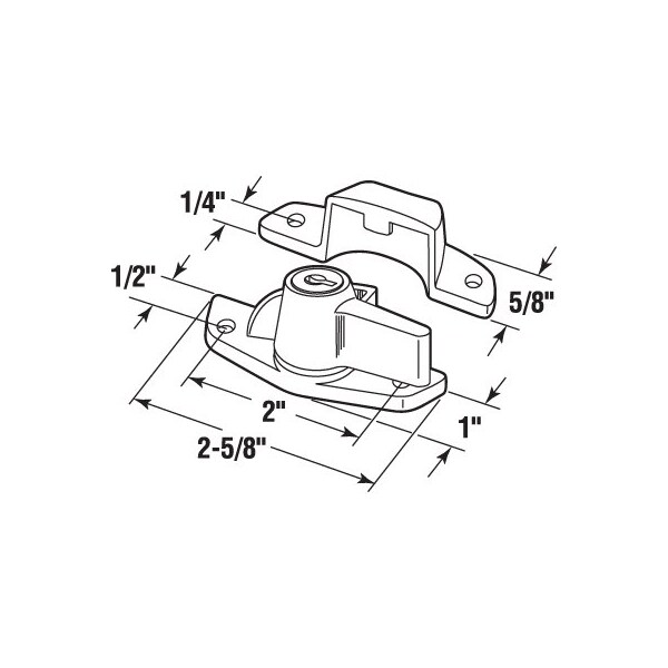 Prime-Line Keyed Child-Proof Sash Lock, 2 in. Hole Centers, Diecast Zinc, Polished Brass, (Single Pack) - F 2534
