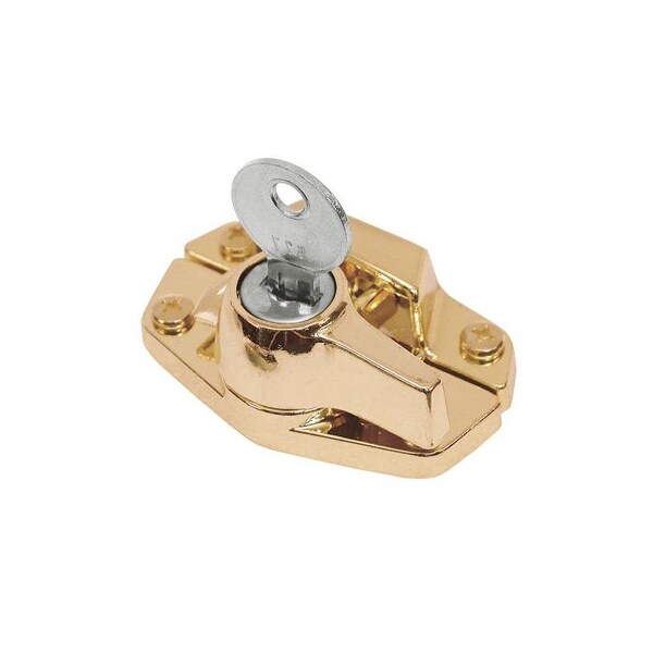 Prime-Line Keyed Child-Proof Sash Lock, 2 in. Hole Centers, Diecast Zinc, Polished Brass, (Single Pack) - F 2534