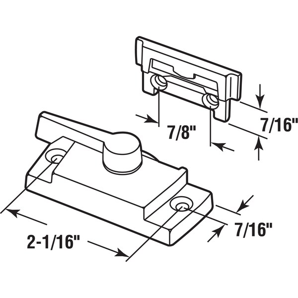 Prime-Line Window Sash Lock 2-1/16 H/C w/Keeper 7/8 H/C Die White w/Screws (Single Pack) - F 2914